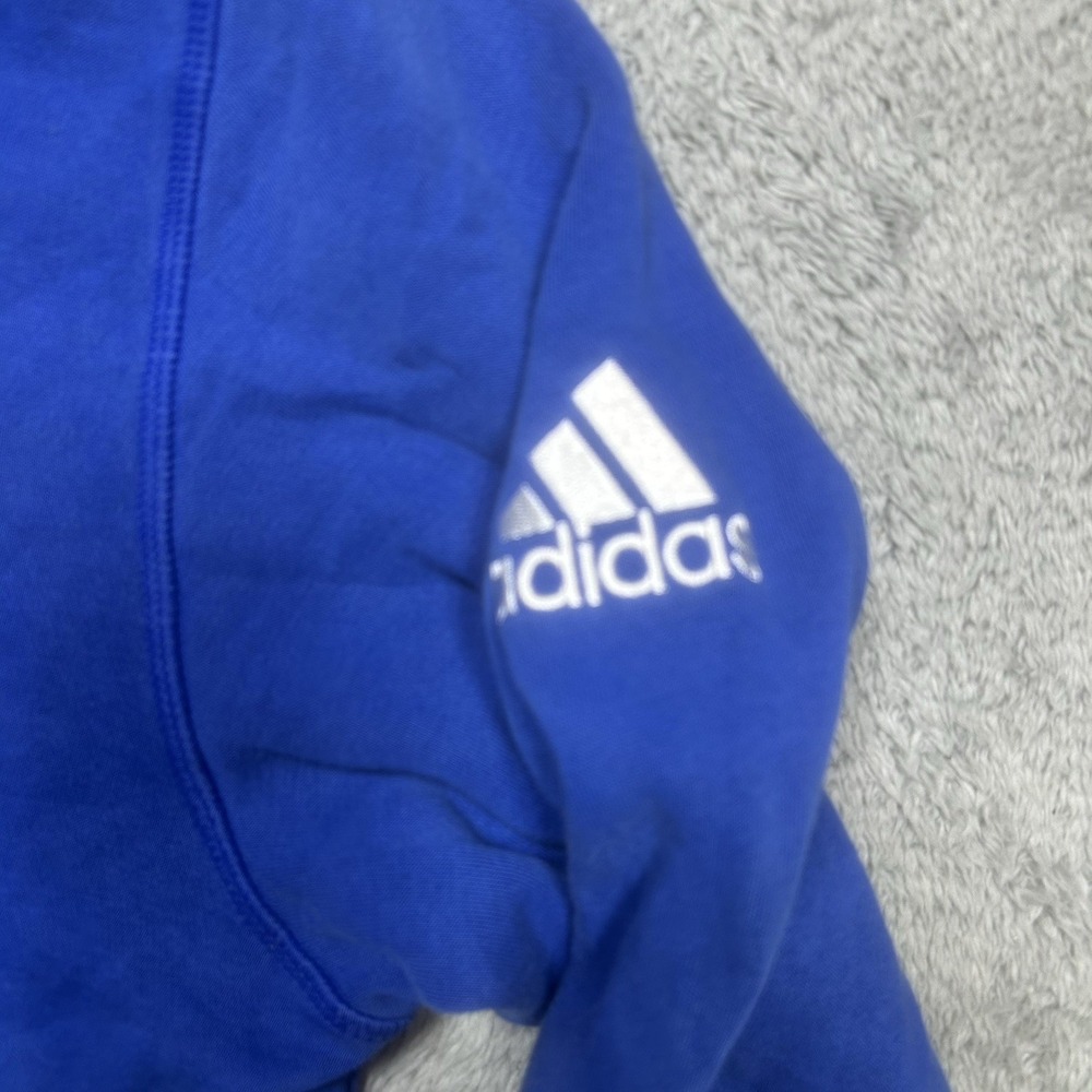 Adidas Kansas Jayhawks Hoodie Mens L Blue Basketball Pullover Sweatshirt Logo KU - Picture 8 of 12